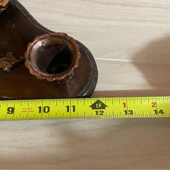 Virgen De Guadalupe Altar Copper Statue Wood Base 14.5 Religious Candle Holders - Picture 11 of 14